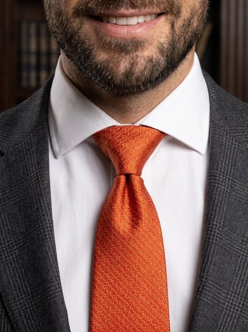 Pineda Covalin Mexico Men's Red Orange Silk Rebozo Tie